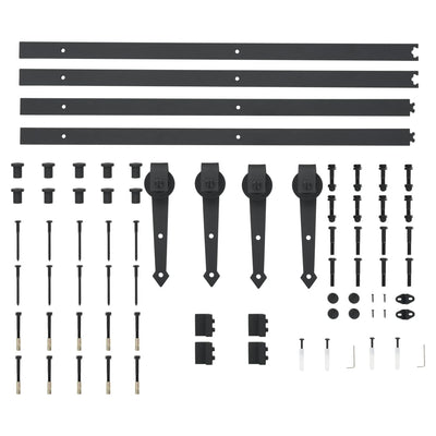 Sliding Door Hardware Kit 2x183 cm Steel Black