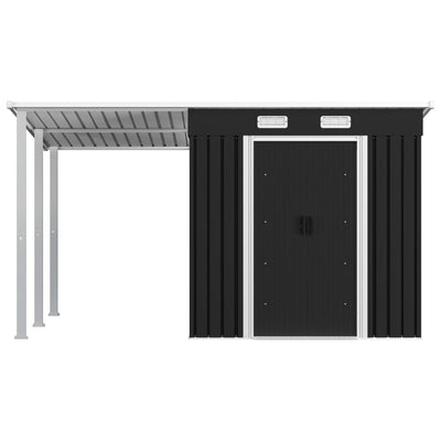 Garden Shed with Extended Roof Anthracite 346x193x181 cm Steel