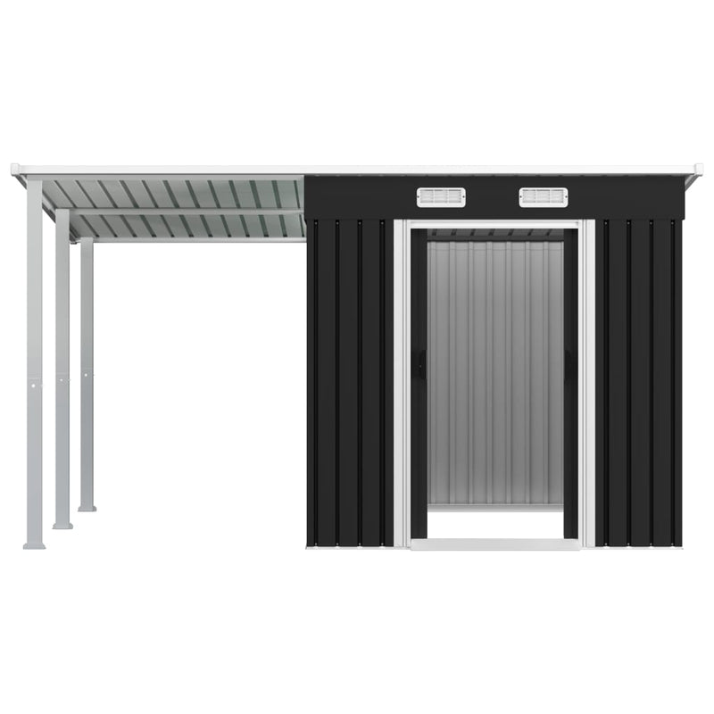 Garden Shed with Extended Roof Anthracite 346x193x181 cm Steel