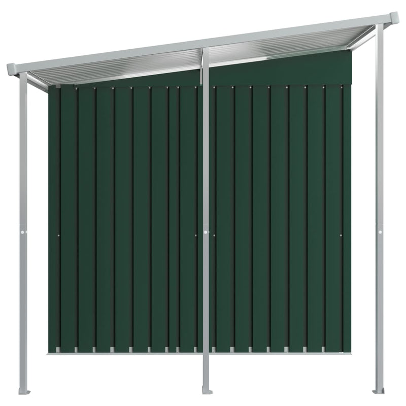 Garden Shed with Extended Roof Green 346x193x181 cm Steel