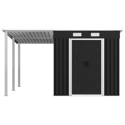 Garden Shed with Extended Roof Anthracite 336x270x181 cm Steel