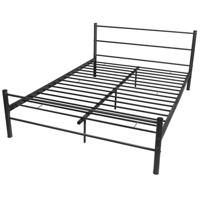 Bed Frame without Mattress Black Metal Double Size