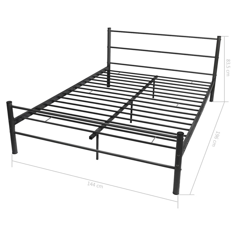 Bed Frame without Mattress Black Metal Double Size