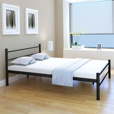 Bed Frame without Mattress Black Metal Double Size