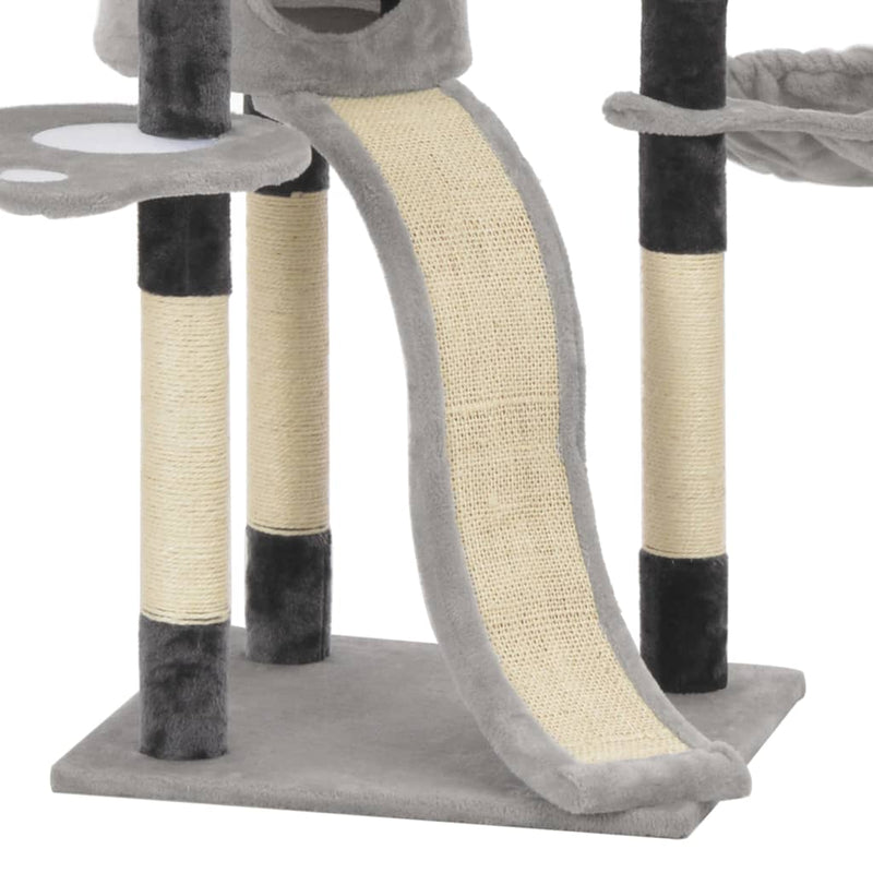 Cat Tree with Sisal Scratching Posts Grey 145 cm