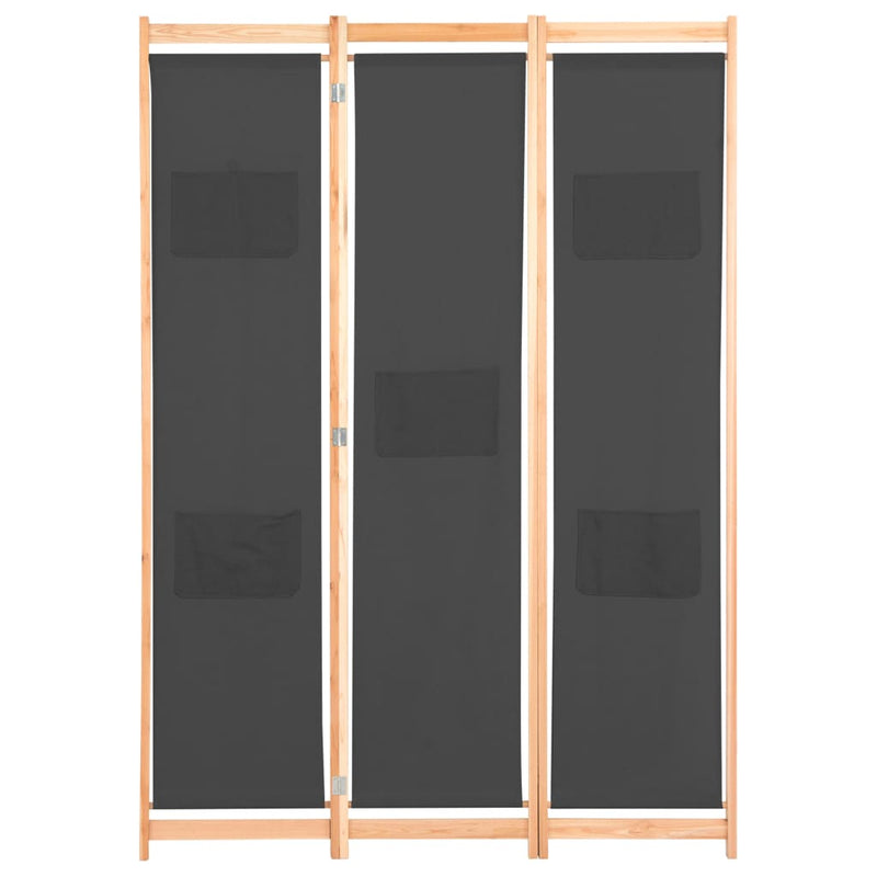 3-Panel Room Divider Grey 120x170x4 cm Fabric