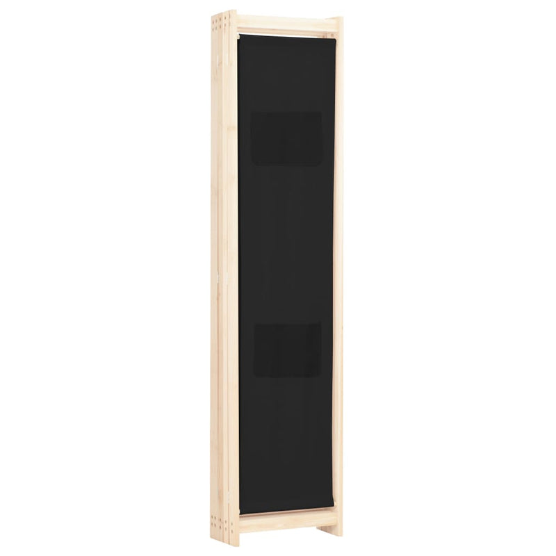 5-Panel Room Divider Black 200x170x4 cm Fabric