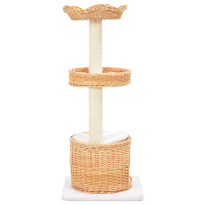 Cat Tree with Sisal Scratching Post Natural Willow Wood