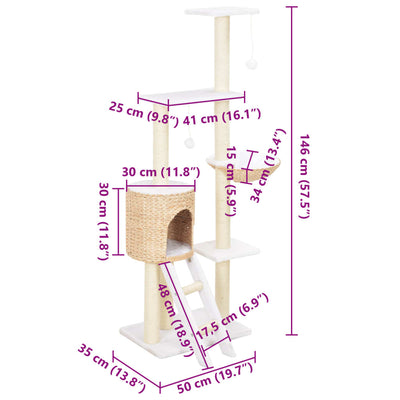 Cat Tree with Sisal Scratching Post Seagrass