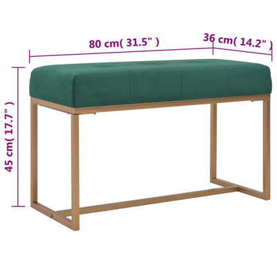 Bench 80 cm Green Velvet