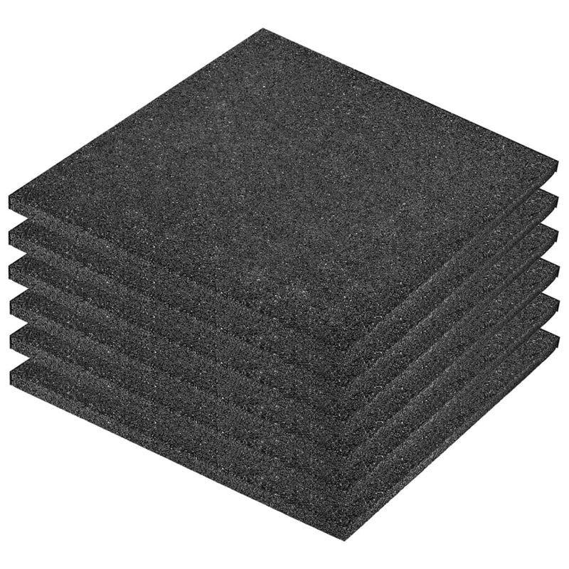 Fall Protection Tiles 6 pcs Rubber 50x50x3 cm Black