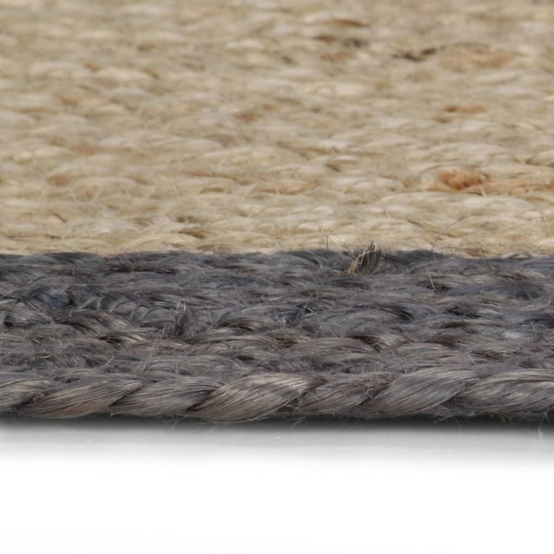 Handmade Rug Jute with Dark Grey Border 90 cm