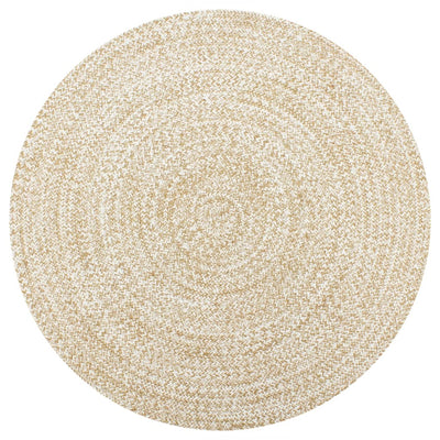 Handmade Rug Jute White and Natural 90 cm