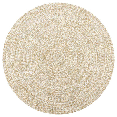 Handmade Rug Jute White and Natural 120 cm