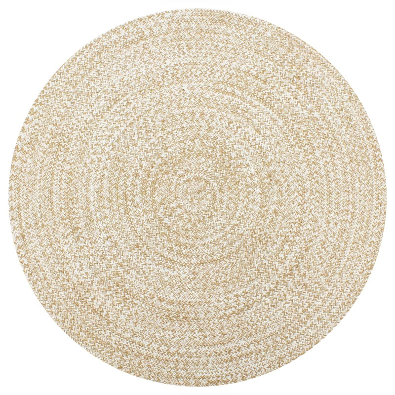 Handmade Rug Jute White and Natural 150 cm