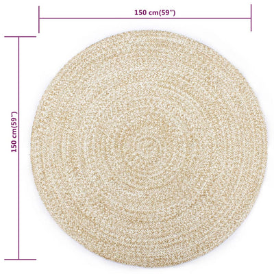 Handmade Rug Jute White and Natural 150 cm