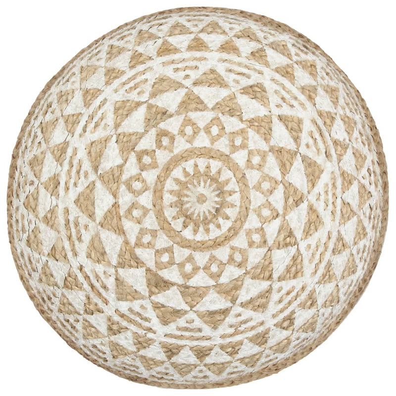 Handmade Pouffe White 45x30 cm Jute