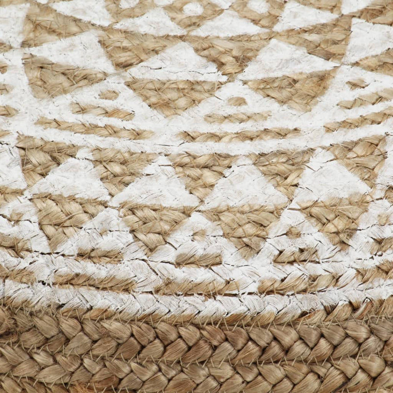 Handmade Pouffe White 45x30 cm Jute