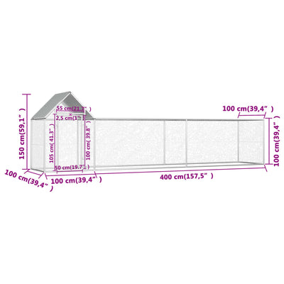 Chicken Coop 5x1x1.5 m Galvanised Steel