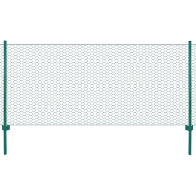 Wire Mesh Fence with Posts Steel 25x0.5 m Green