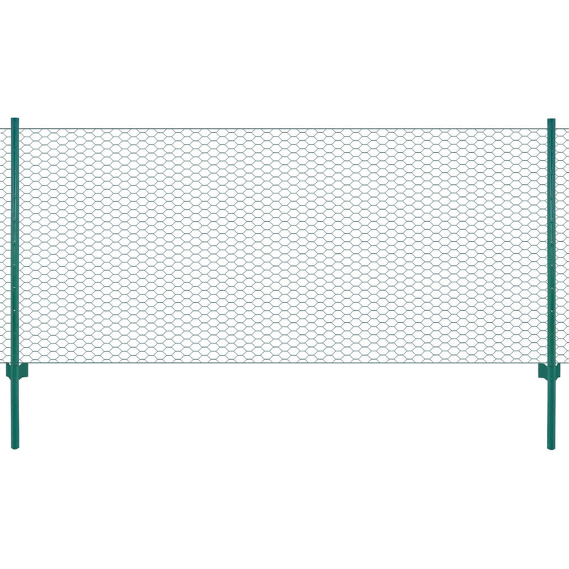 Wire Mesh Fence with Posts Steel 25x0.5 m Green