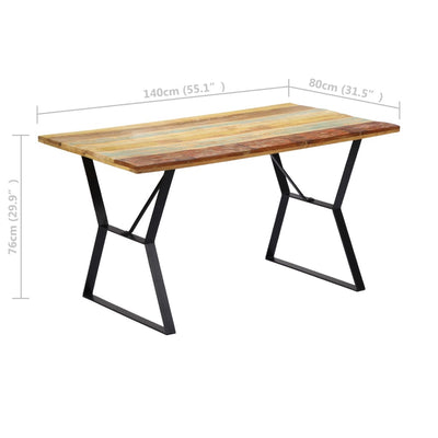 Dining Table 140x80x76 cm Solid Reclaimed Wood