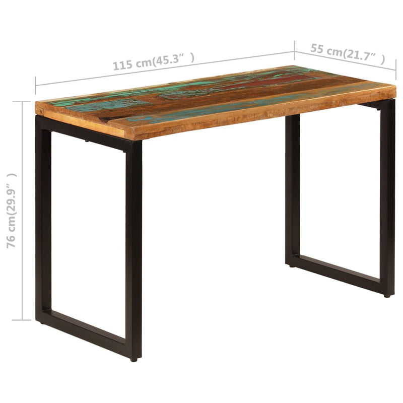 Dining Table 115x55x76 cm Solid Reclaimed Wood and Steel