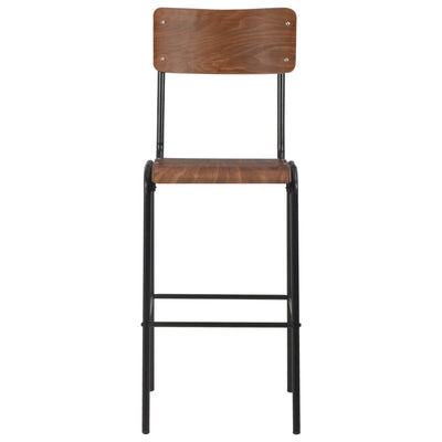 Bar Chairs 2 pcs Brown Solid Plywood Steel