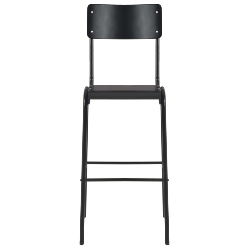 Bar Chairs 2 pcs Black Solid Plywood Steel