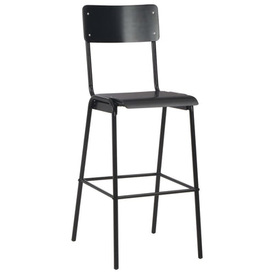 Bar Chairs 2 pcs Black Solid Plywood Steel