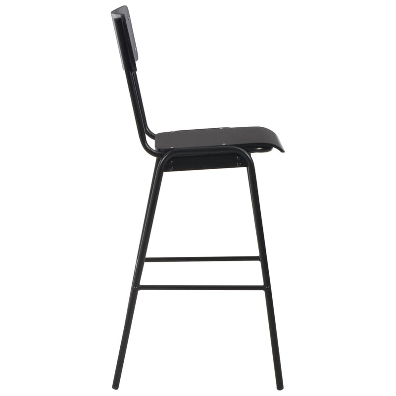 Bar Chairs 2 pcs Black Solid Plywood Steel