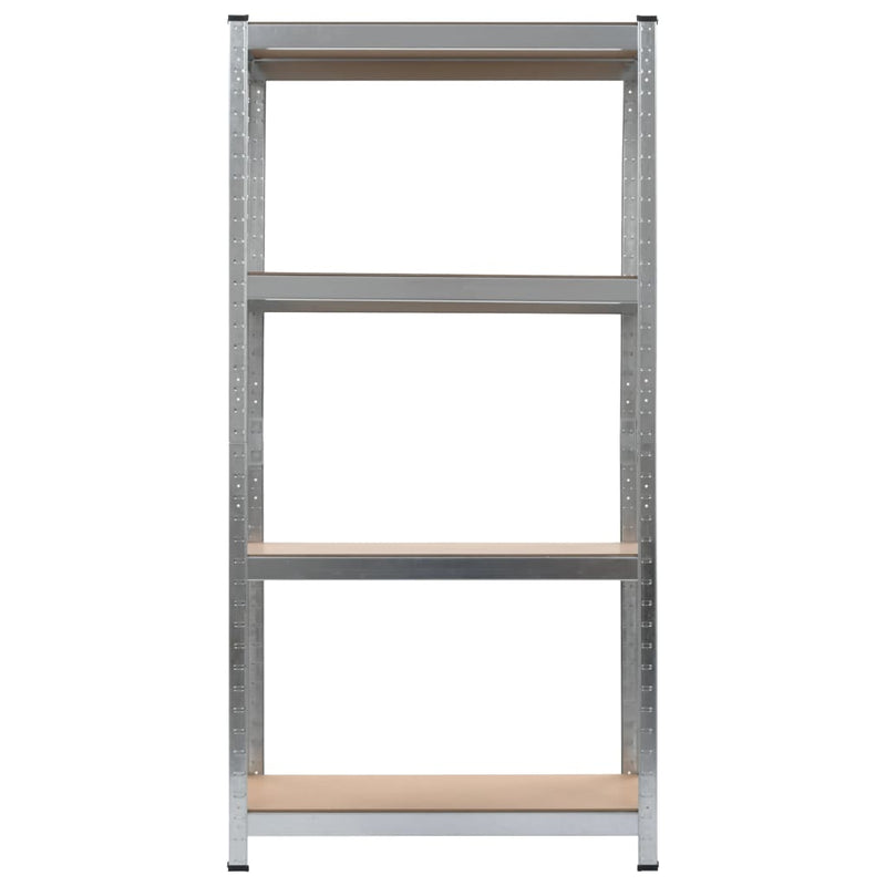 4-Layer Shelves 2 pcs Silver Steel&Engineered Wood