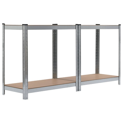 4-Layer Shelves 2 pcs Silver Steel&Engineered Wood