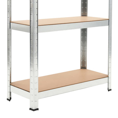 5-Layer Shelves 3 pcs Silver Steel&Engineered Wood