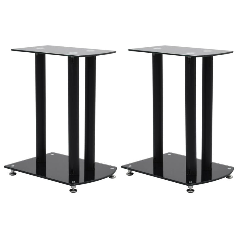 Aluminum Speaker Stands 2 pcs Black Safety Glass