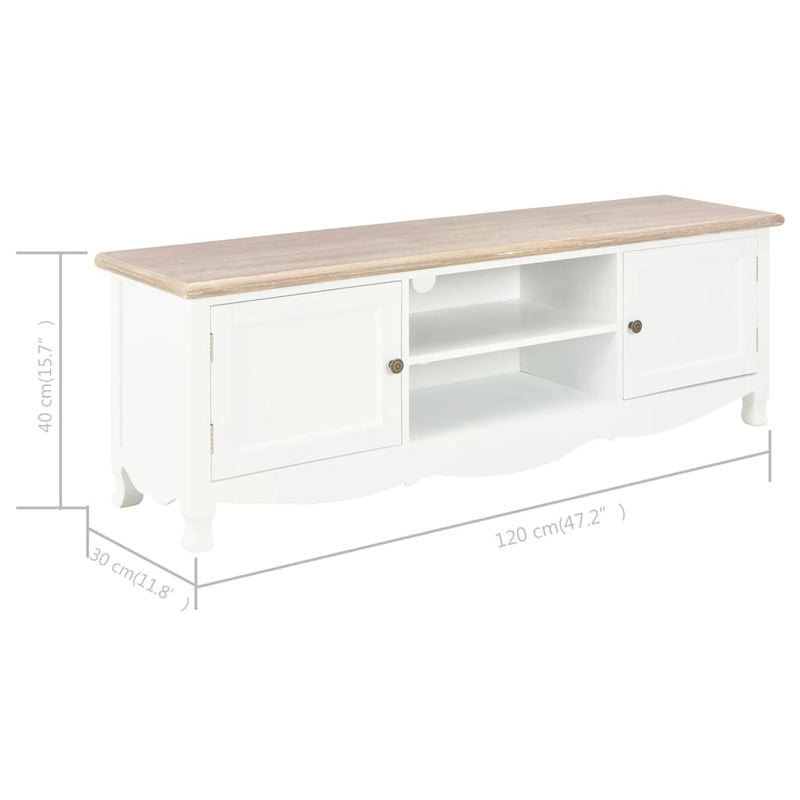 TV Cabinet White 120x30x40 cm Wood