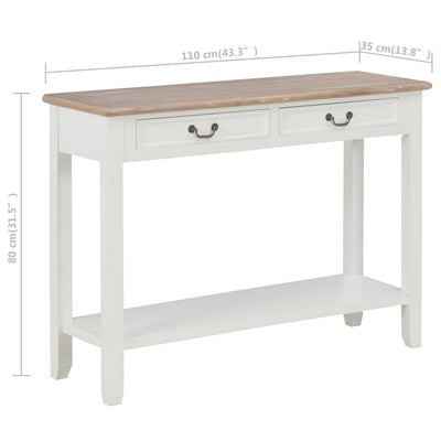 Console Table White 110x35x80 cm Wood