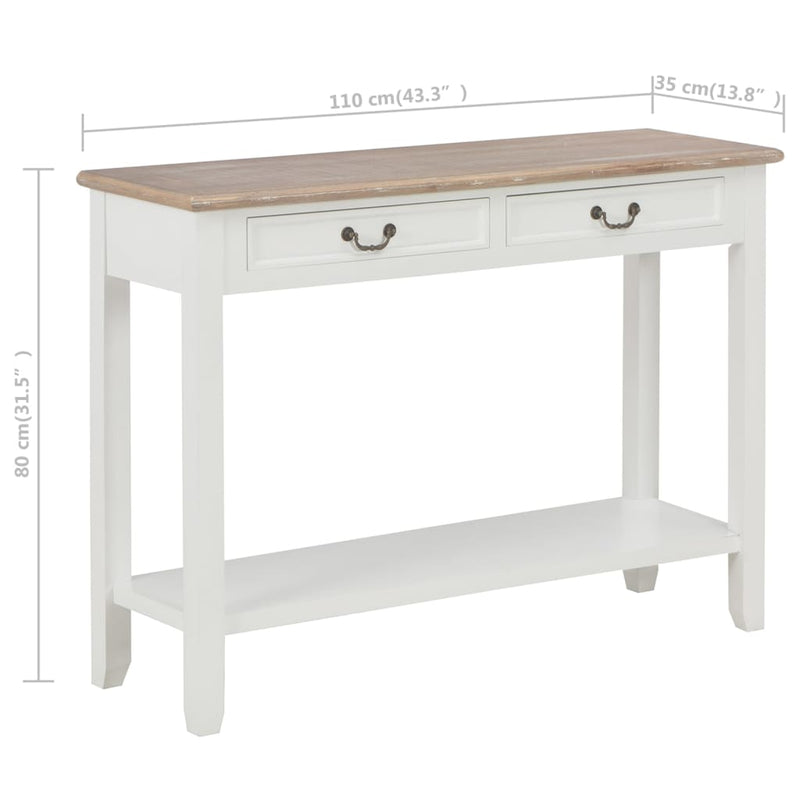 Console Table White 110x35x80 cm Wood