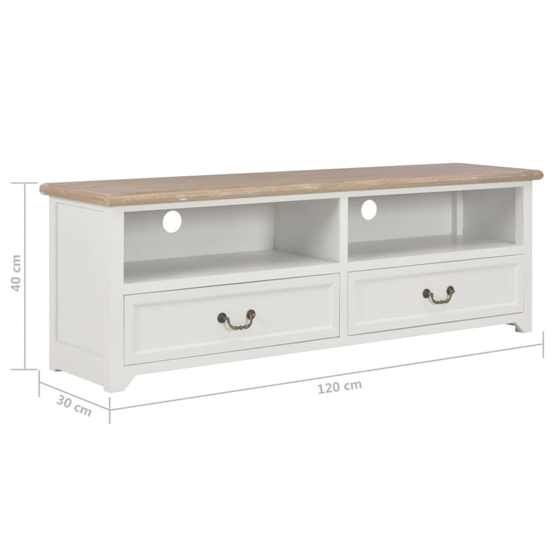 TV Cabinet White 120x30x40 cm Wood