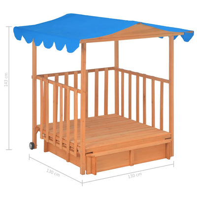 Kids Playhouse with Sandbox Fir Wood Blue UV50