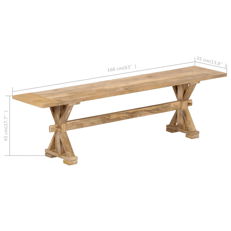 Hall Bench 160x35x45 cm Solid Mango Wood