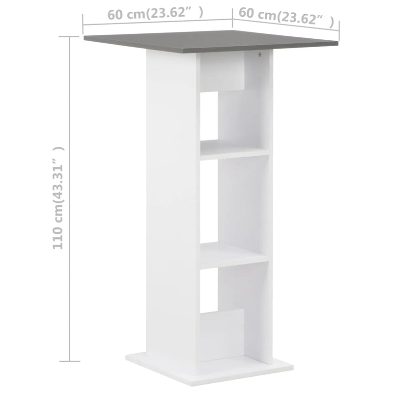 Bar Table White and Anthracite Grey 60x60x110 cm