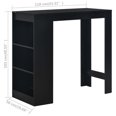 Bar Table with Shelf Black 110x50x103 cm