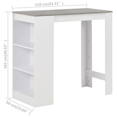 Bar Table with Shelf White 110x50x103 cm