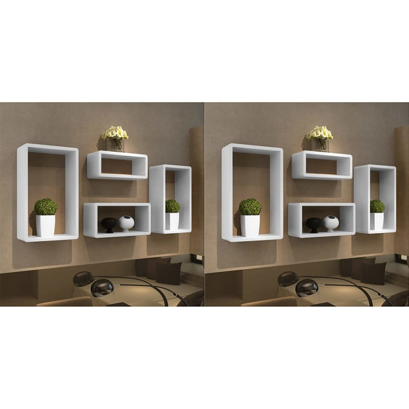 Wall Cube Shelves 8 pcs White