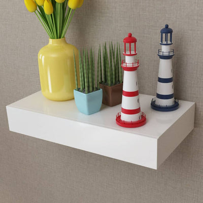 Floating Wall Shelves with Drawers 2 pcs White 48 cm