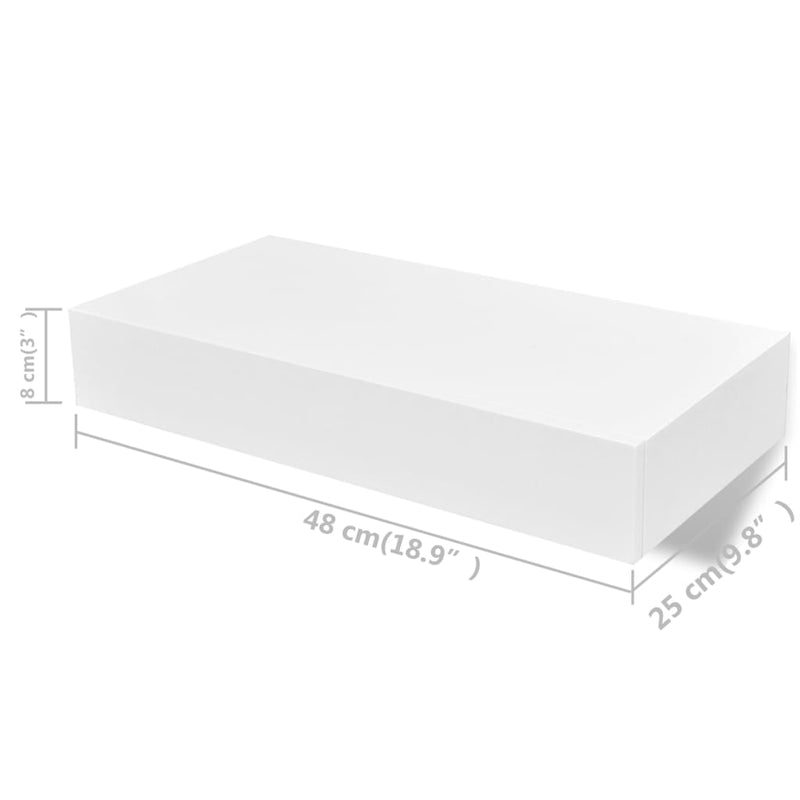 Floating Wall Shelves with Drawers 2 pcs White 48 cm