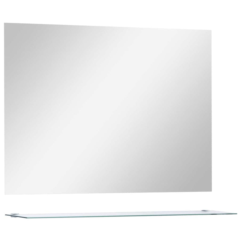 Wall Mirror with Shelf 80x60 cm Tempered Glass