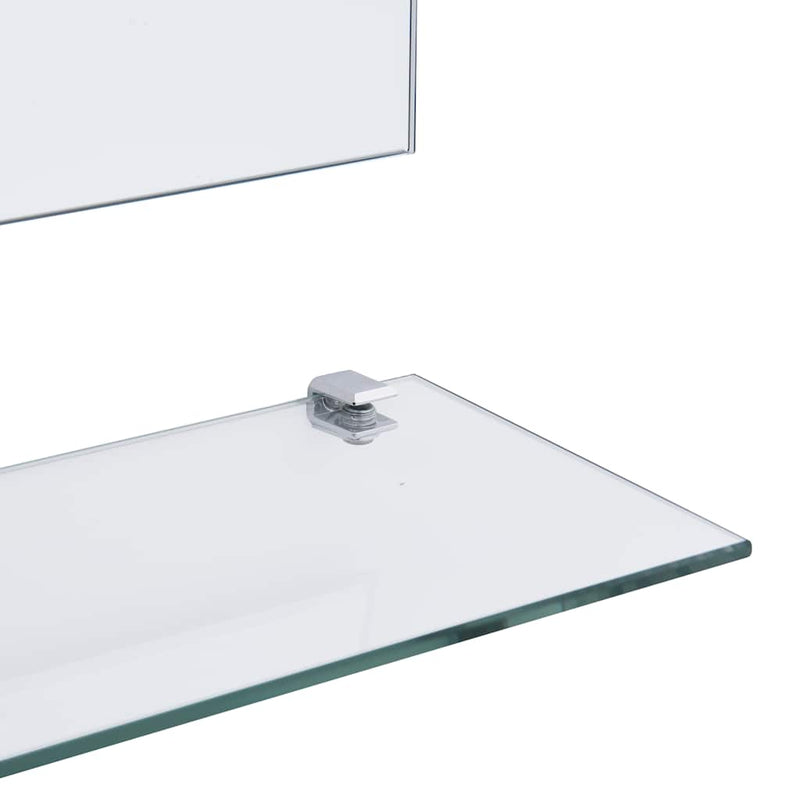 Wall Mirror with Shelf 80x60 cm Tempered Glass