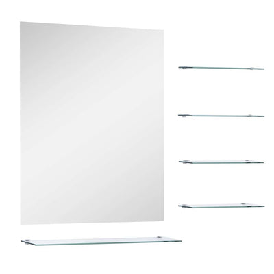 Wall Mirror with 5 Shelves Silver 50x60 cm